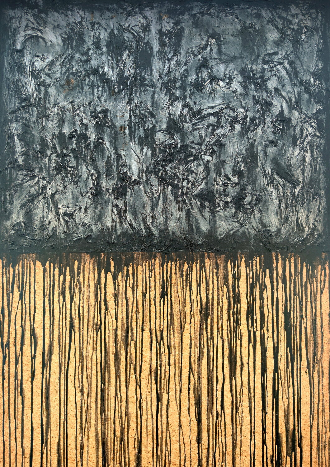 Black Silver No. 2 (On Cork) Carla Sá Fernandes Originalgemälde zu verkaufen