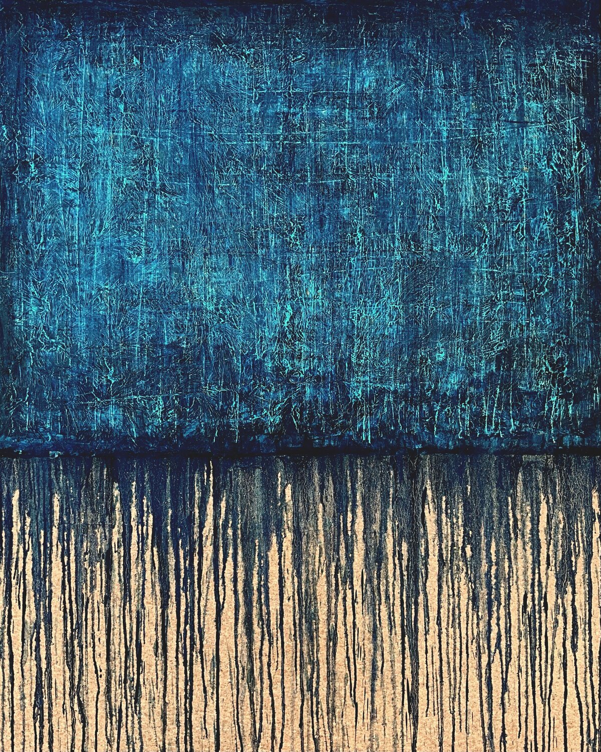 Blue No. 6 (On Cork) Carla Sá Fernandes Originalgemälde zu verkaufen