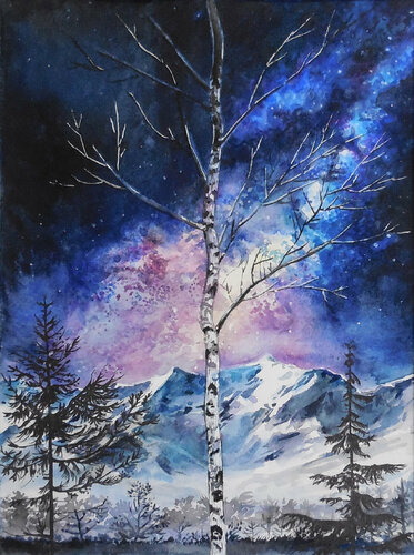 Dark Sky Park van Anne Wölk, Werk op papier te koop op Singulart