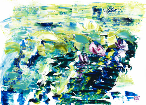 nymphéas papier 1 par Joëlle Kem Lika, Œuvre sur papier en vente sur Singulart