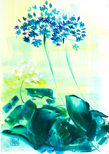 agapanthes 03 par Joëlle Kem Lika, Œuvre sur papier en vente sur Singulart