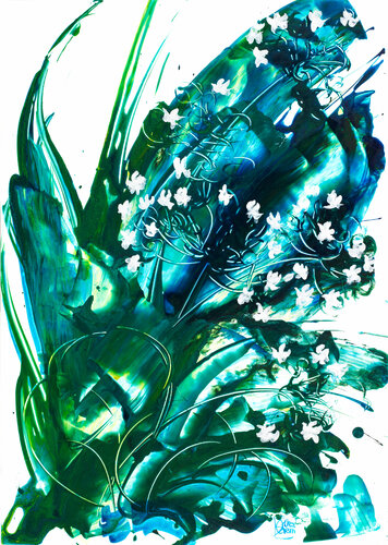 agapanthes 05 par Joëlle Kem Lika, Œuvre sur papier en vente sur Singulart