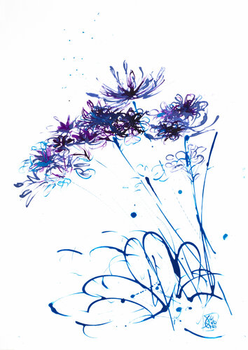 agapanthes 08 par Joëlle Kem Lika, Œuvre sur papier en vente sur Singulart