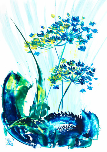agapanthes 11 by Joëlle Kem Lika, Work on Paper for Sale on Singulart