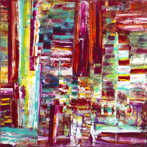 Sunset in my garden par Joëlle Kem Lika, Peinture en vente sur Singulart