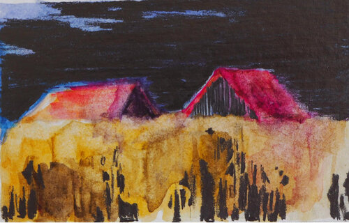 Banátske domčeky / Houses of Banát by Cynthia Gregorová, 회화 for Sale on Singulart
