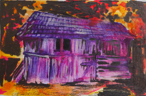 Banátske domčeky II/ Houses of Banát II von Cynthia Gregorová, Malerei kaufen auf Singulart