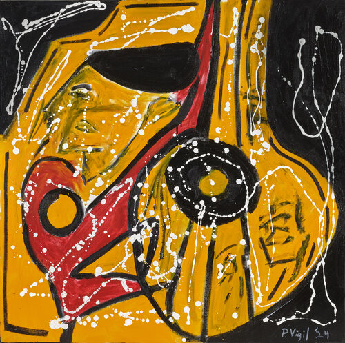 Mandolin in the Rain van Peter Vigil, Schilderij te koop op Singulart