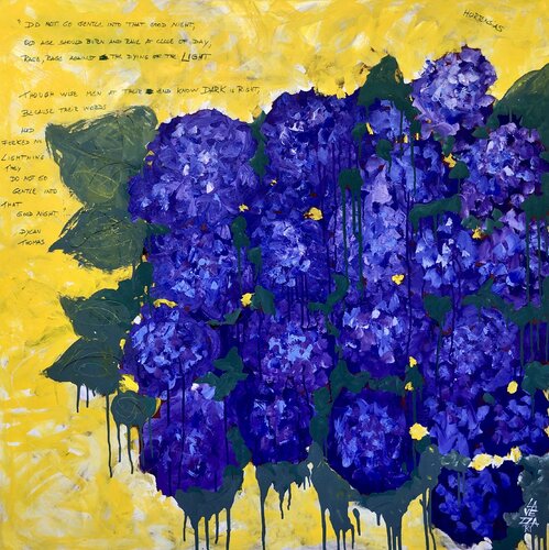 Do not go gentle into that good night   ( and Hydrangeas) di Gabriela Lavezzari, Pittura in vendita su Singulart
