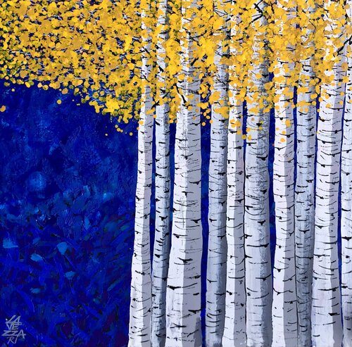 Pequeño bosque de Abedules par Gabriela Lavezzari, Peinture en vente sur Singulart