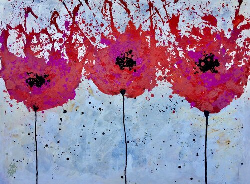 TRES AMAPOLAS par Gabriela Lavezzari, Peinture en vente sur Singulart