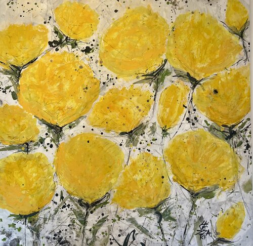 YELLOW FLOWERS par Gabriela Lavezzari, Peinture en vente sur Singulart
