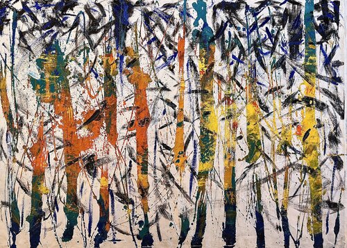 SUNSET  IN THE BAMBOO par Gabriela Lavezzari, Peinture en vente sur Singulart