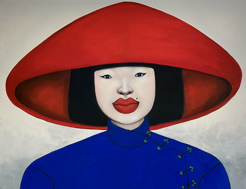 Lady in red hat di Ta Byrne, Pittura in vendita su Singulart