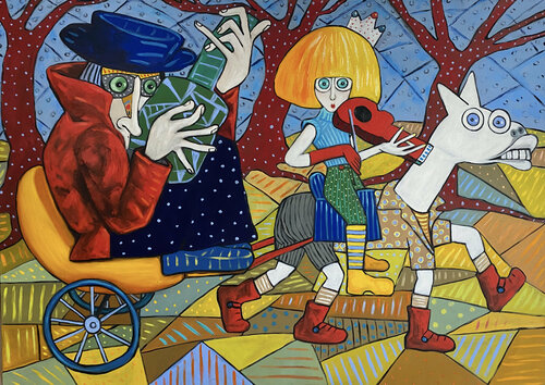 Princess of Jazz on a horse with no name di Ta Byrne, Pittura in vendita su Singulart