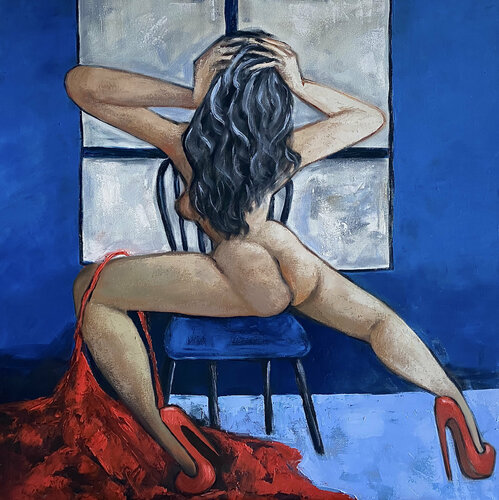 The nude in red di Ta Byrne, Pittura in vendita su Singulart