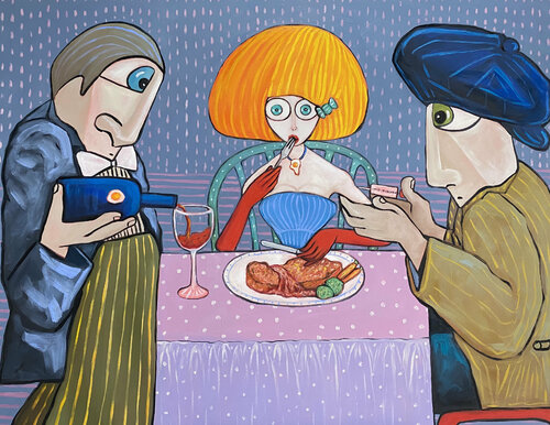Steak Chips and the Jab van Ta Byrne, Schilderij te koop op Singulart