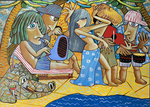 Jazz on the beach van Ta Byrne, Schilderij te koop op Singulart
