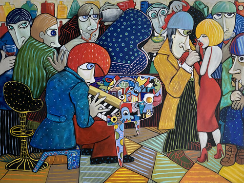 Lady in red dancing van Ta Byrne, Schilderij te koop op Singulart