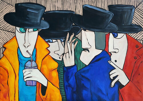 Conspirator's boss giving orders di Ta Byrne, Pittura in vendita su Singulart