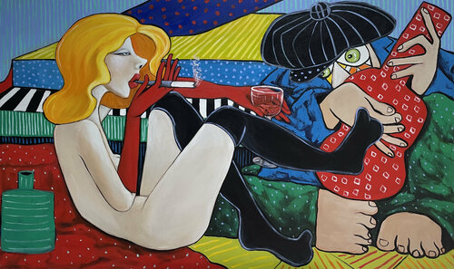 Lady in red playing footsie Ta Byrne