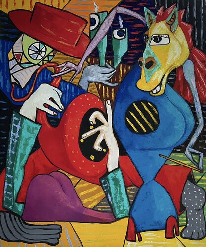 The sax and violin player van Ta Byrne, Schilderij te koop op Singulart