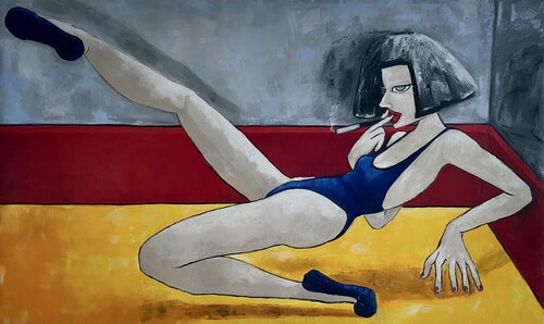 Lady in blue van Ta Byrne, Schilderij te koop op Singulart