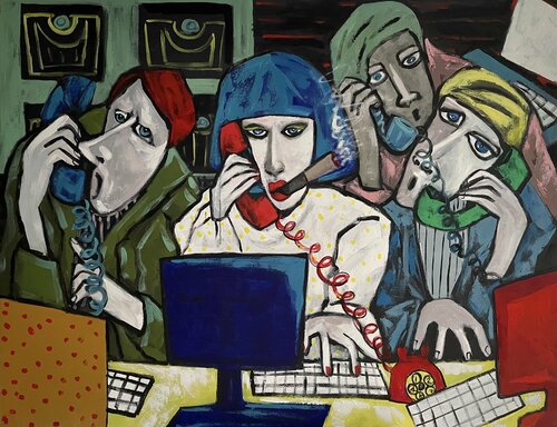 Sell Sell Sell van Ta Byrne, Schilderij te koop op Singulart