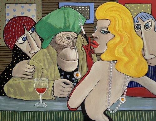 Boss charming the lady van Ta Byrne, Schilderij te koop op Singulart