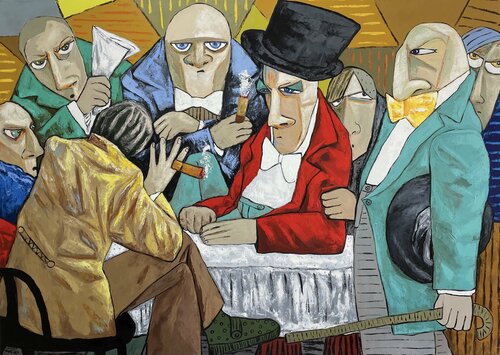 The Conspirators. Judgement day van Ta Byrne, Schilderij te koop op Singulart