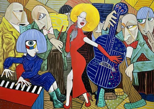 Lady in red and the Cello player Ta Byrne