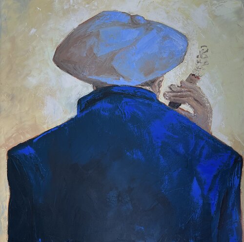 Man smoking a cigar van Ta Byrne, Schilderij te koop op Singulart