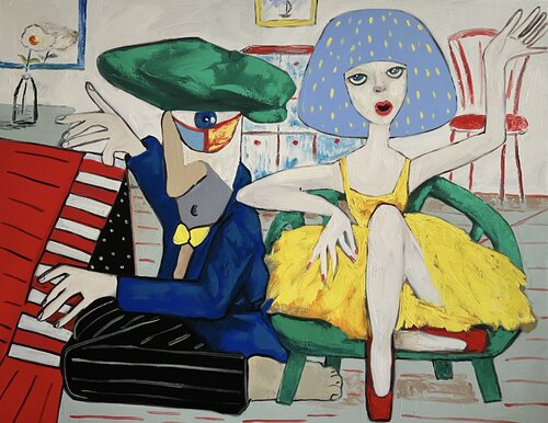 Opera singer and piano player. van Ta Byrne, Schilderij te koop op Singulart