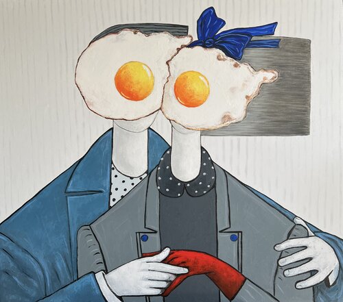 Egg couple in love van Ta Byrne, Schilderij te koop op Singulart