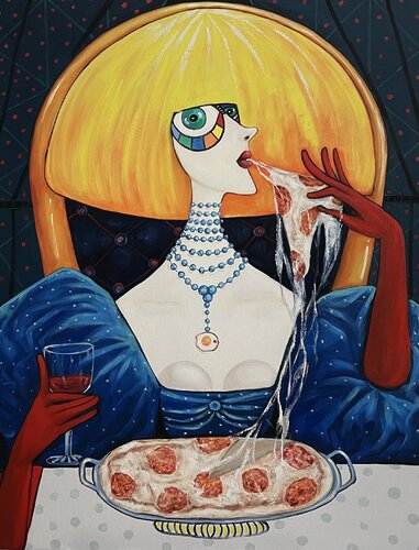 Pizza Queen di Ta Byrne, Pittura in vendita su Singulart