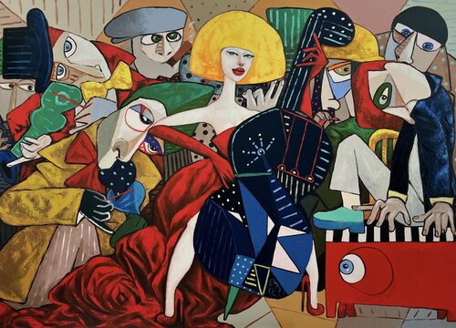 Cello player di Ta Byrne, Pittura in vendita su Singulart