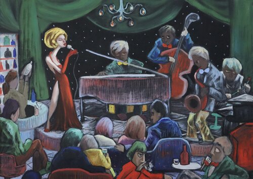 Jazz club di Ta Byrne, Pittura in vendita su Singulart