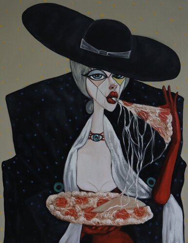 Queen of Pizza van Ta Byrne, Schilderij te koop op Singulart
