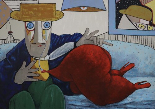 Sax Duo van Ta Byrne, Schilderij te koop op Singulart