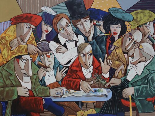 The plotting Conspirators di Ta Byrne, Pittura in vendita su Singulart