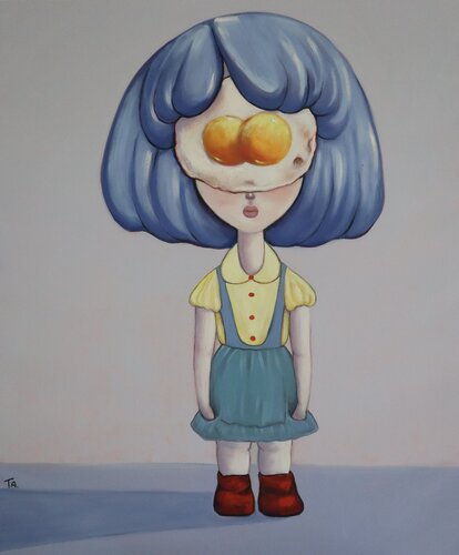 Pretty young Egg girl van Ta Byrne, Schilderij te koop op Singulart