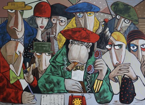 Boss on the phone van Ta Byrne, Schilderij te koop op Singulart