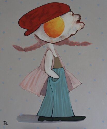 Egg girl in pink van Ta Byrne, Schilderij te koop op Singulart