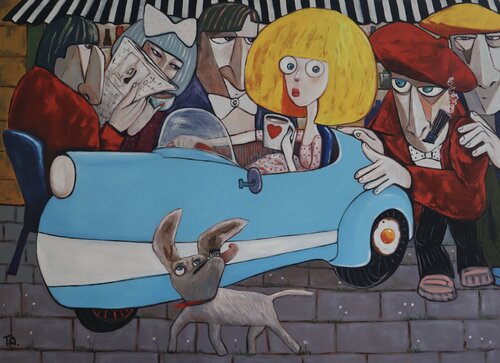 Walking the dog van Ta Byrne, Schilderij te koop op Singulart