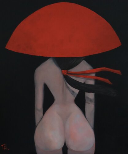 Nude lady in red hat di Ta Byrne, Pittura in vendita su Singulart
