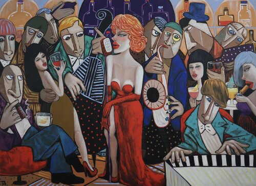 The lady in red I love you van Ta Byrne, Schilderij te koop op Singulart