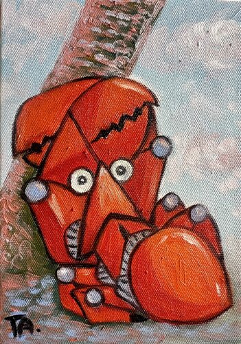 Bright orange coconut crab. di Ta Byrne, Pittura in vendita su Singulart