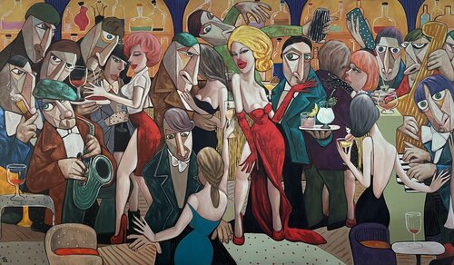 Lady in Red. (I’ve never seen you looking so lovely as you did tonight. I was listening to Chris De Burgh) di Ta Byrne, Pittura in vendita su Singulart