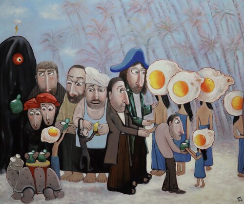 Welcome to Egg Island van Ta Byrne, Schilderij te koop op Singulart