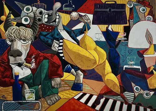 The beast and a horse with no name van Ta Byrne, Schilderij te koop op Singulart